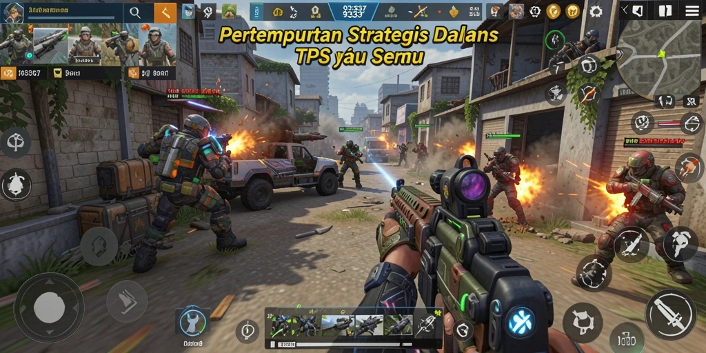 Gameplay mendebarkan dalam pertempuran TPS yang intens.