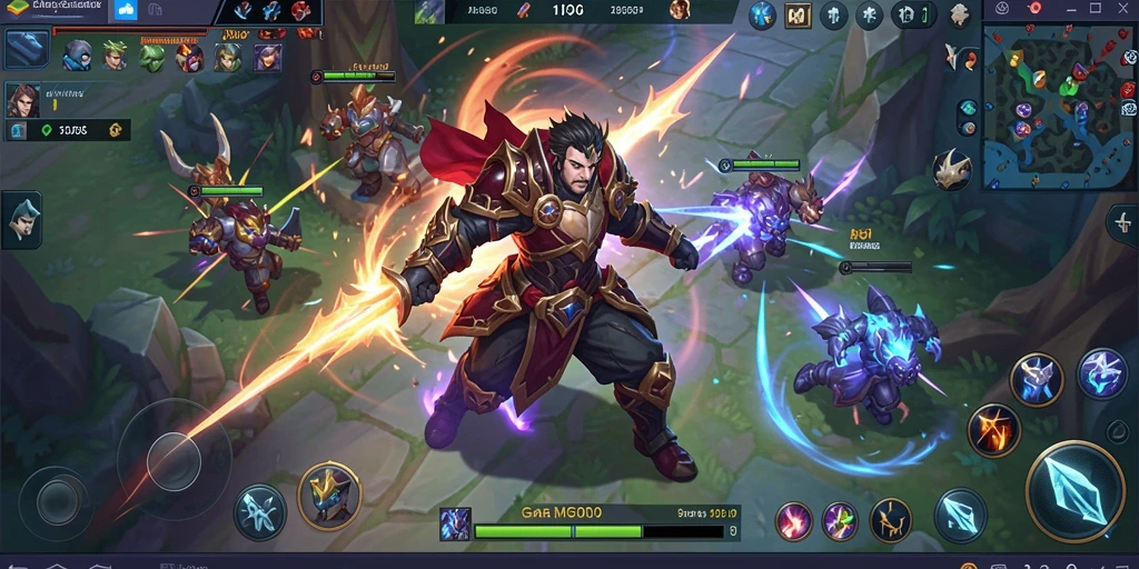 Screenshot gameplay API5000 yang menampilkan pertarungan seru di arena MOBA.