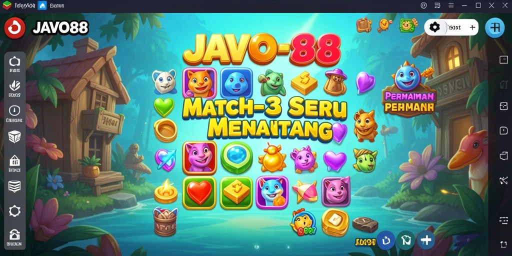 Tampilan gameplay seru dari JAVO88 dalam momen Match-3.