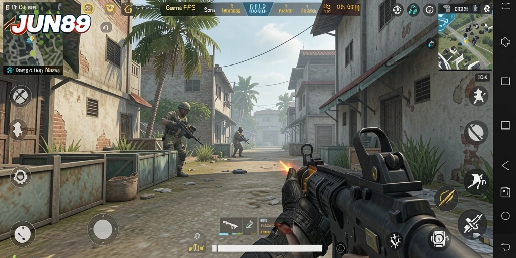 Gameplay seru dalam <strong>JUN88</strong> dengan aksi tembak-menembak yang intens.