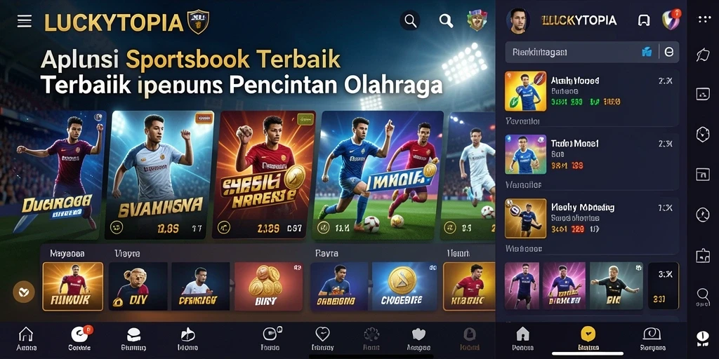 Screenshot LUCKYTOPIA menampilkan antarmuka taruhan olahraga yang menarik.