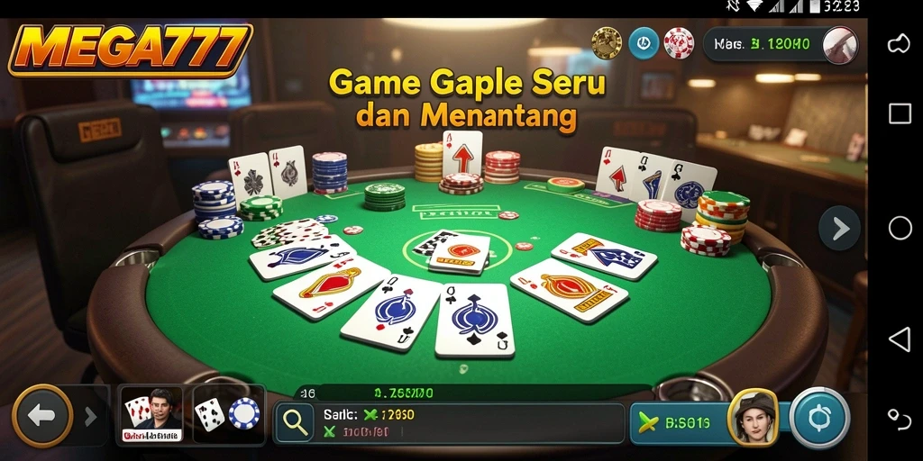 Tampilan utama MEGA777 dengan gameplay Gaple yang menarik.