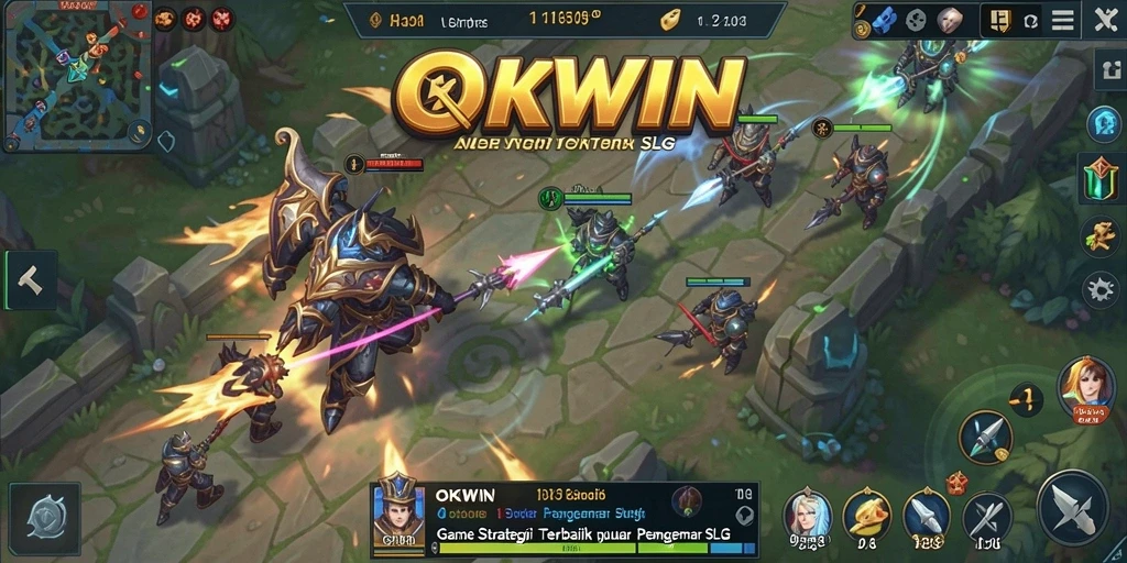 Tampilan gameplay OKWIN yang seru dan mendebarkan dalam genre SLG.
