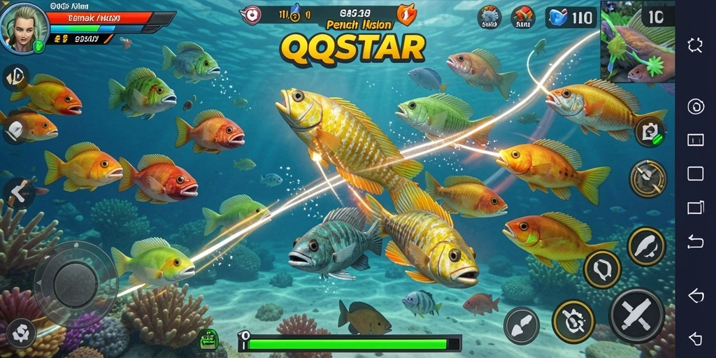 Gameplay seru dalam QQSTAR yang menampilkan aksi Tembak Ikan.