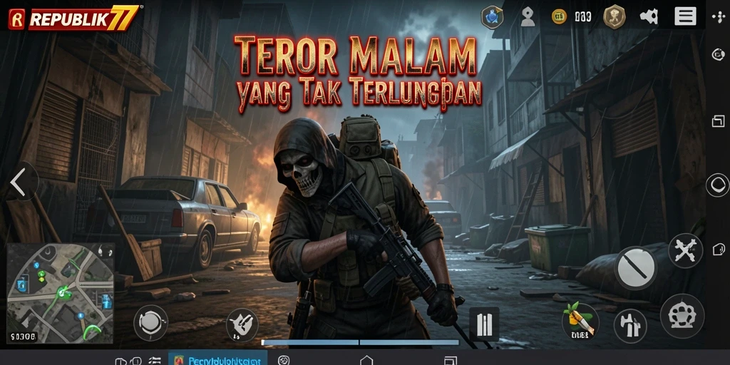 Screenshot gameplay REPUBLIK77 yang menampilkan suasana mencekam dan menakutkan.