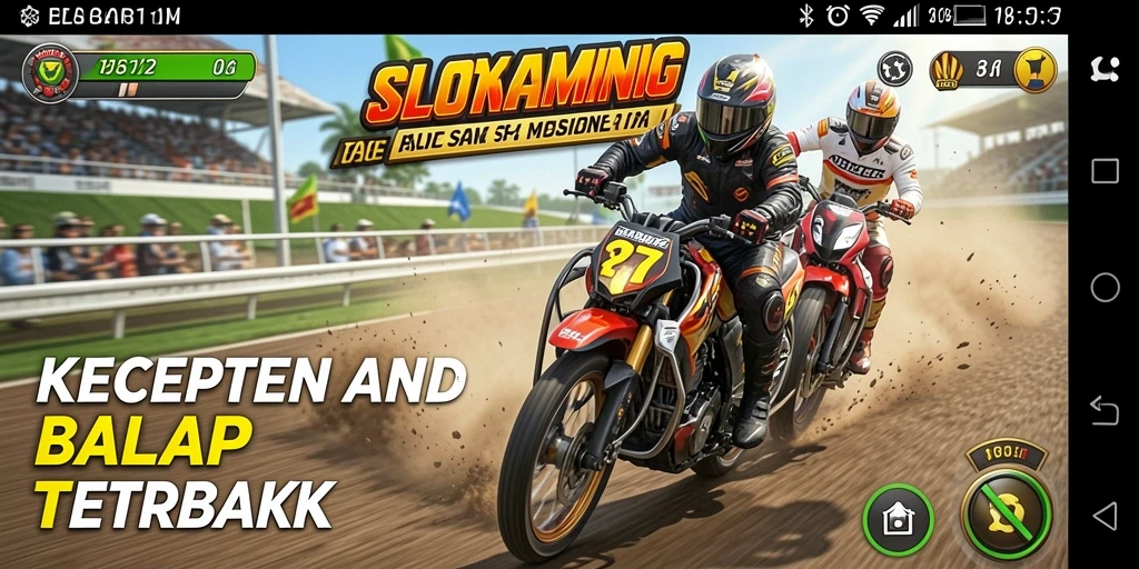 Screenshot menampilkan aksi balap motor yang intens dan mendebarkan.
