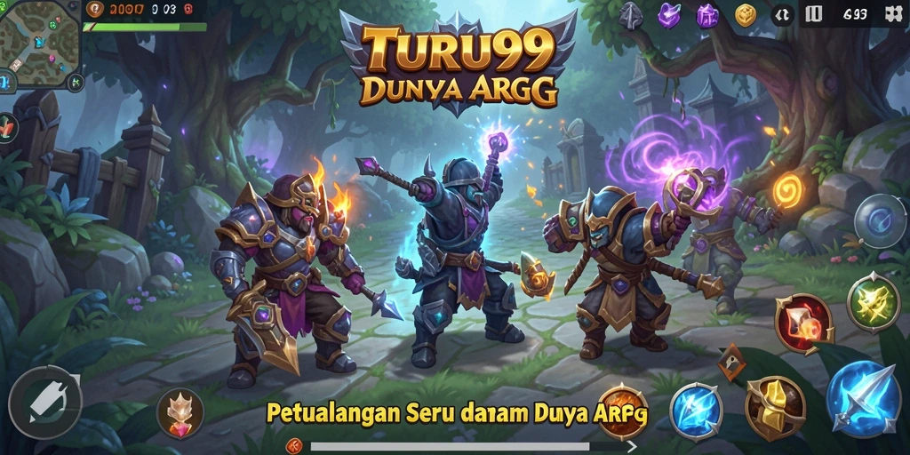 Tangkapan layar gameplay TURU99 yang menampilkan pertarungan epik dalam dunia ARPG.